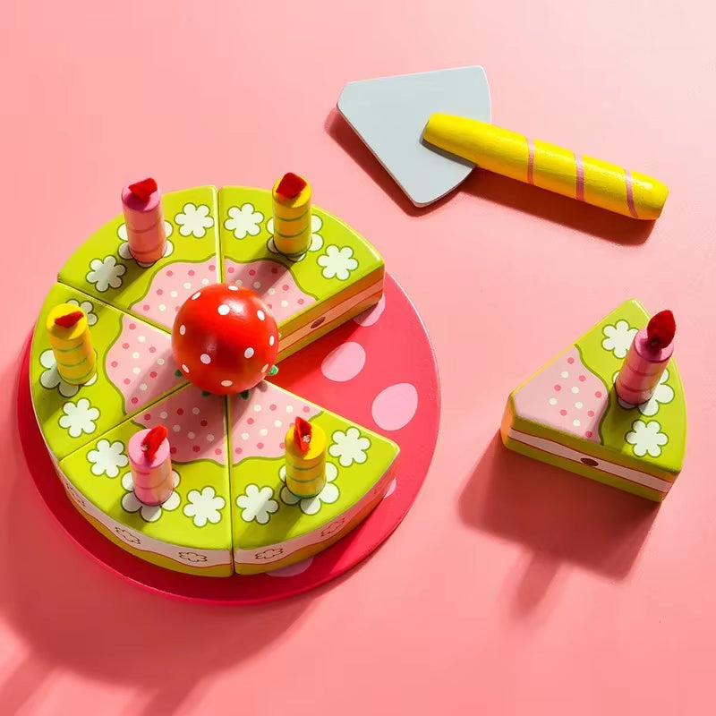 Children'S Pretend Play House Strawberry Cake Toy Simulation Kitchen Cake Fruit Cut Preschool Educational Toys Boy Girl Gift Set