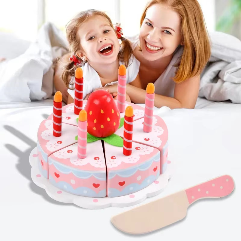 Wooden Strawberry Birthday Cake