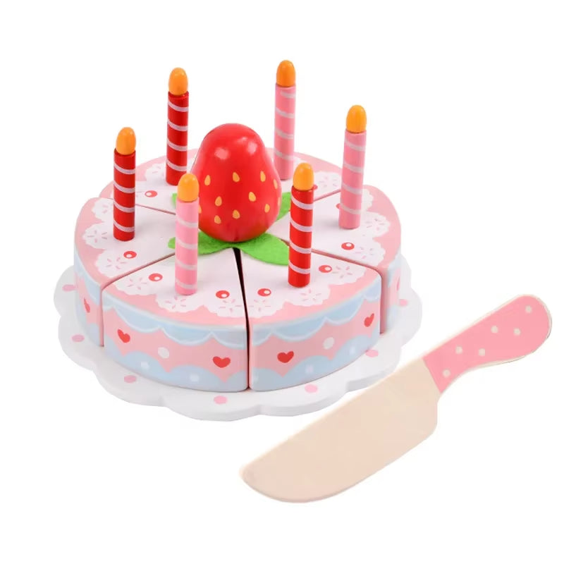 Wooden Strawberry Birthday Cake