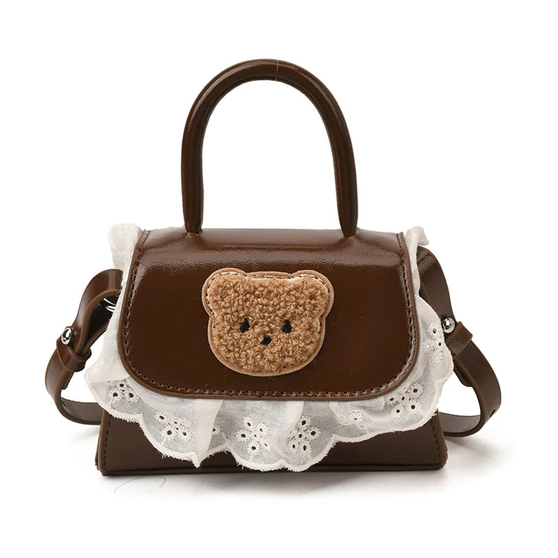 Elegant Girls Crossbody Shoulder Bag Bowknot Little Girl Handbag Three Straps Fashionable Portable Kids Purse Polyester Candy