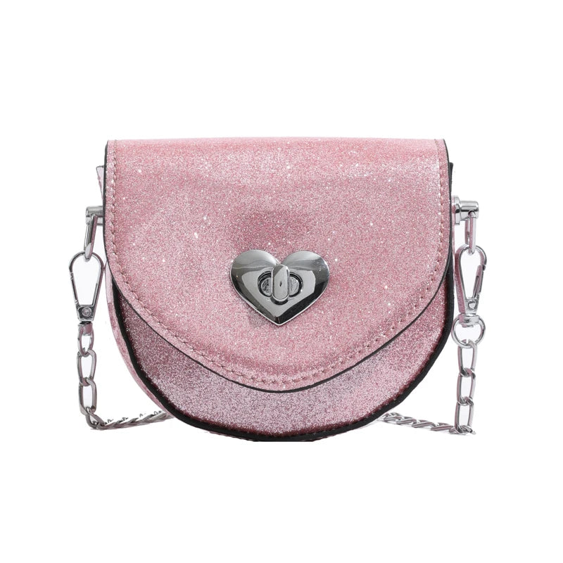 Fashionable New Children'S Cross-Body Bag and Mini Coin Purse Love-Shape Design for Girls Made of PU Material