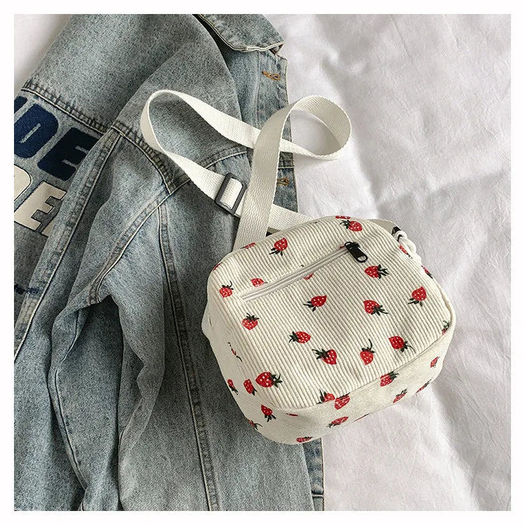 Strawberry Corduroy Crossbody