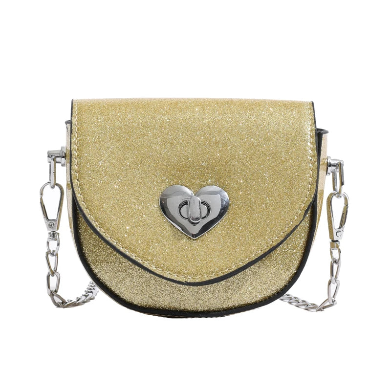 Fashionable New Children'S Cross-Body Bag and Mini Coin Purse Love-Shape Design for Girls Made of PU Material