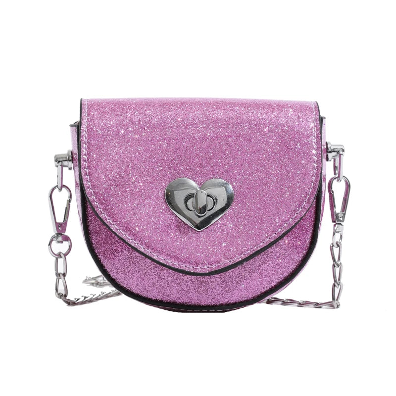 Fashionable New Children'S Cross-Body Bag and Mini Coin Purse Love-Shape Design for Girls Made of PU Material