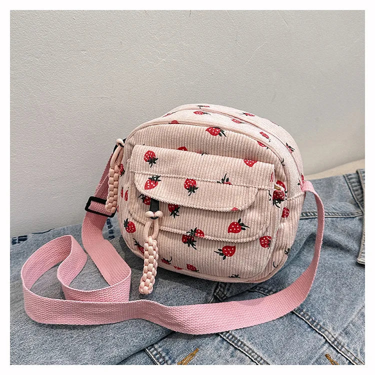 Strawberry Corduroy Crossbody