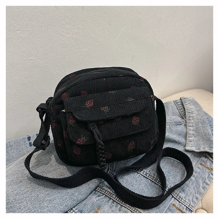 Strawberry Corduroy Crossbody