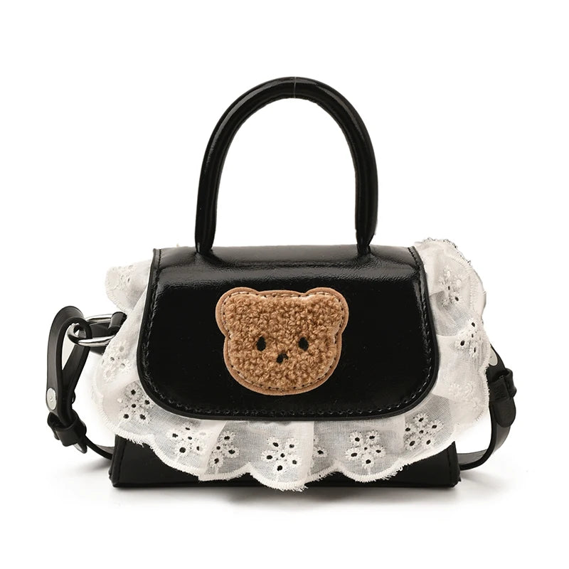 Elegant Girls Crossbody Shoulder Bag Bowknot Little Girl Handbag Three Straps Fashionable Portable Kids Purse Polyester Candy