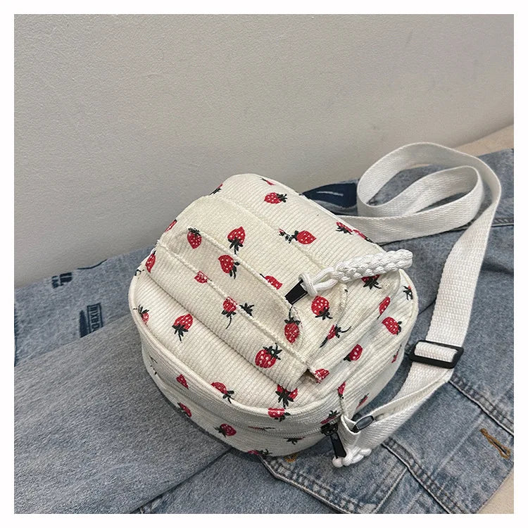 Strawberry Corduroy Crossbody