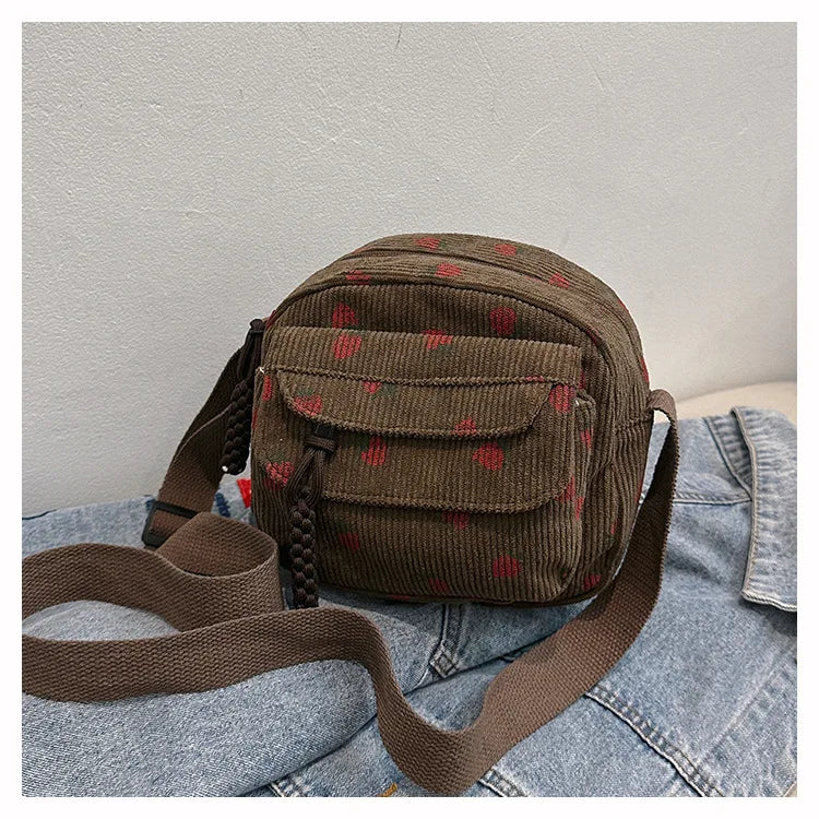 Strawberry Corduroy Crossbody
