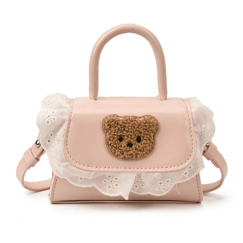 Elegant Girls Crossbody Shoulder Bag Bowknot Little Girl Handbag Three Straps Fashionable Portable Kids Purse Polyester Candy