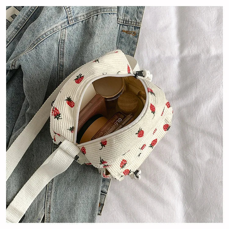 Strawberry Corduroy Crossbody