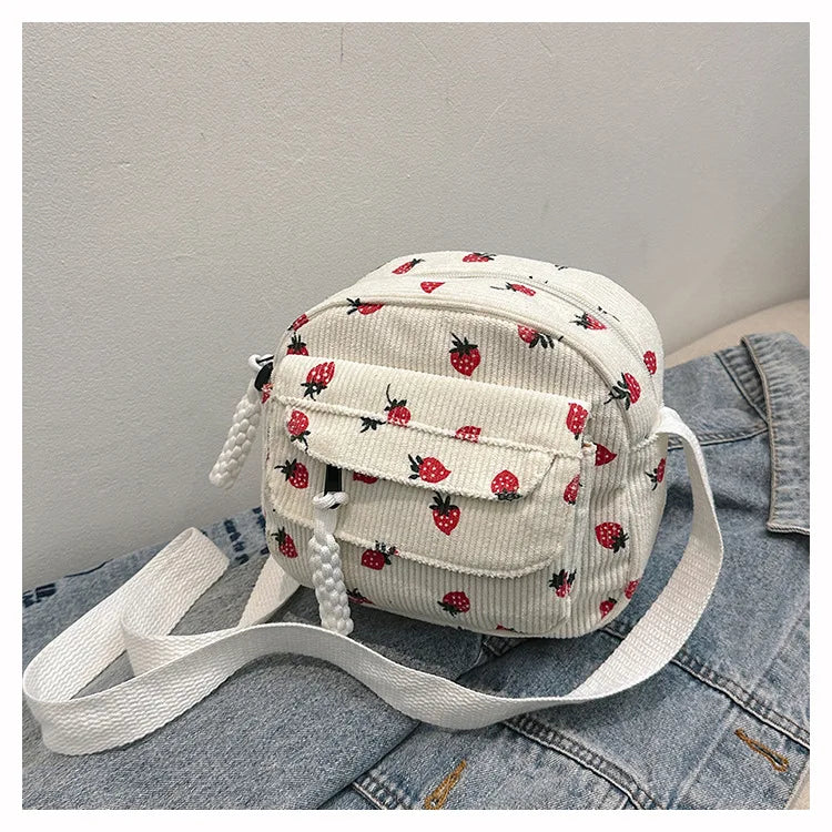 Strawberry Corduroy Crossbody