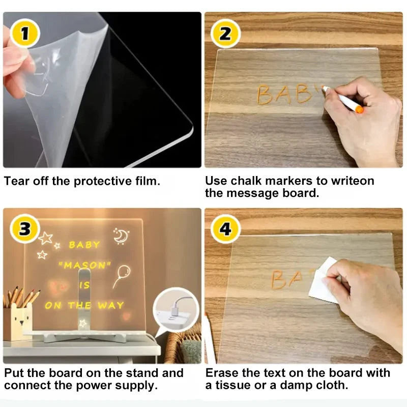 Led Night Light Writing Board