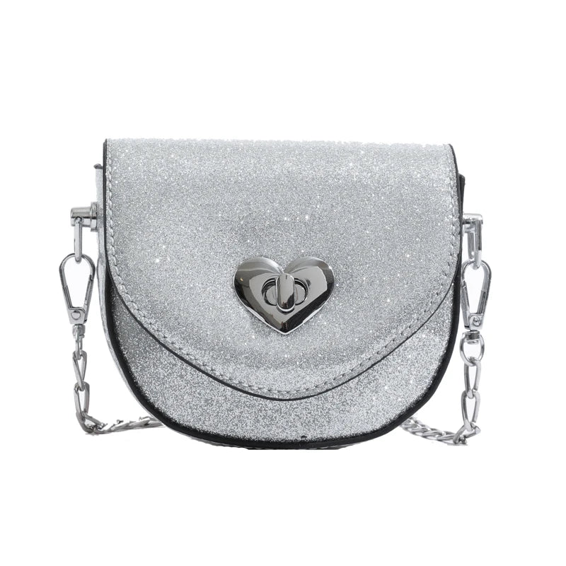 Fashionable New Children'S Cross-Body Bag and Mini Coin Purse Love-Shape Design for Girls Made of PU Material