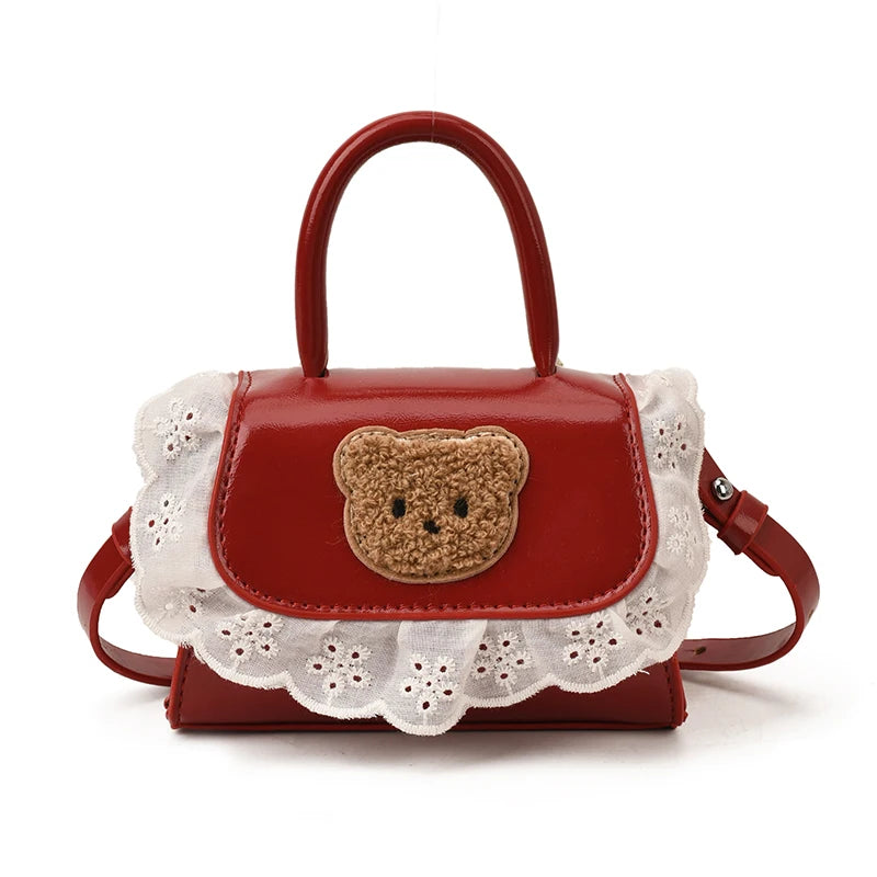 Elegant Girls Crossbody Shoulder Bag Bowknot Little Girl Handbag Three Straps Fashionable Portable Kids Purse Polyester Candy