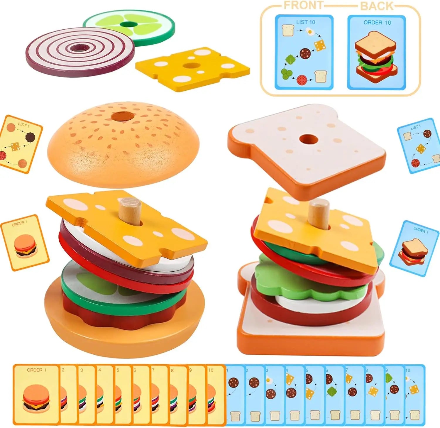 Wooden Burger Sandwich Stacking