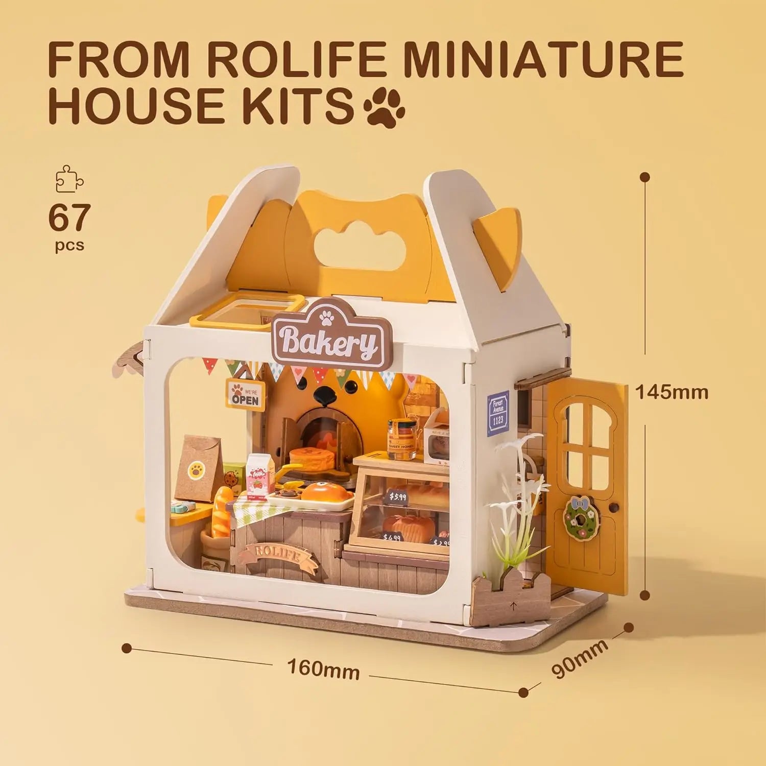 Robotime DIY Miniature Doll House Kit-Diorama House with LED Room