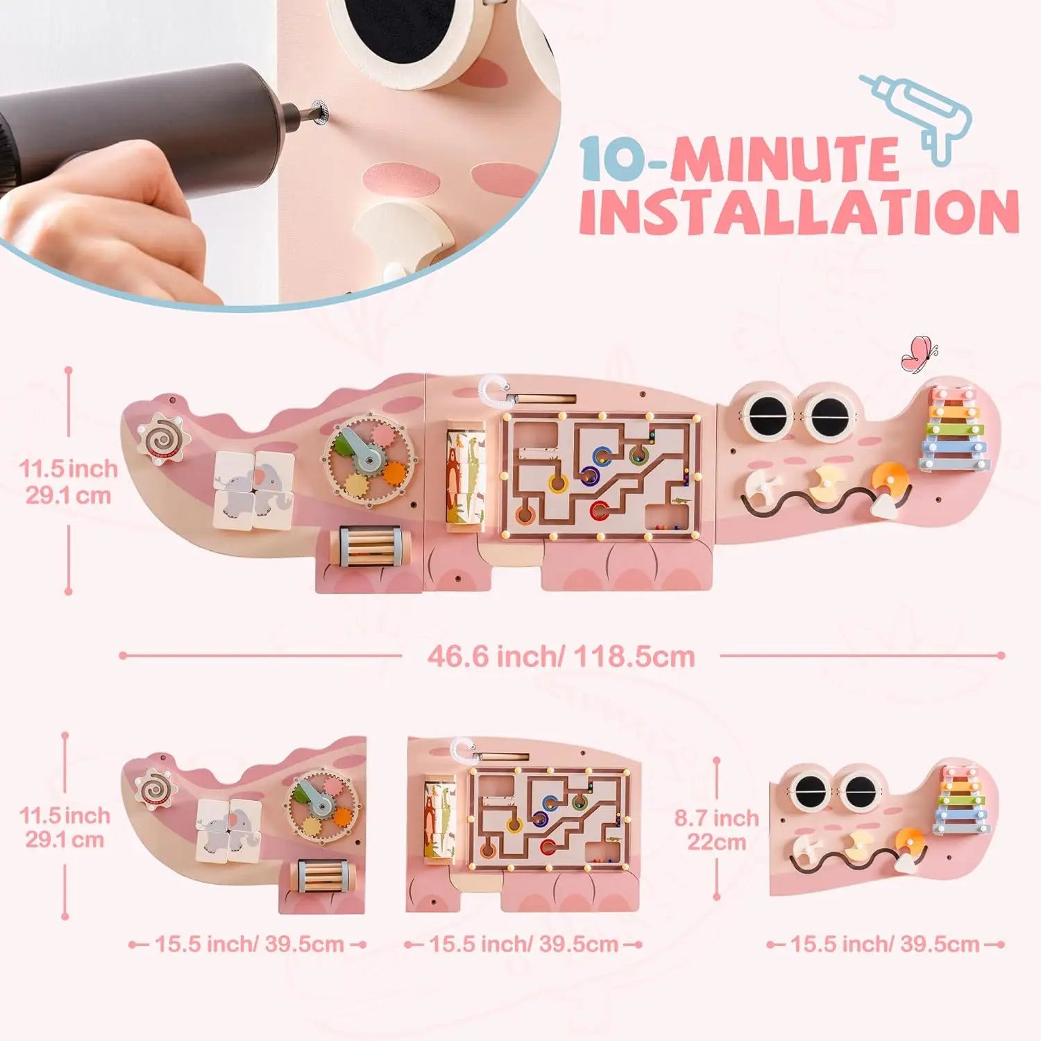 Robotime Wooden Busy Board Wall Mount
