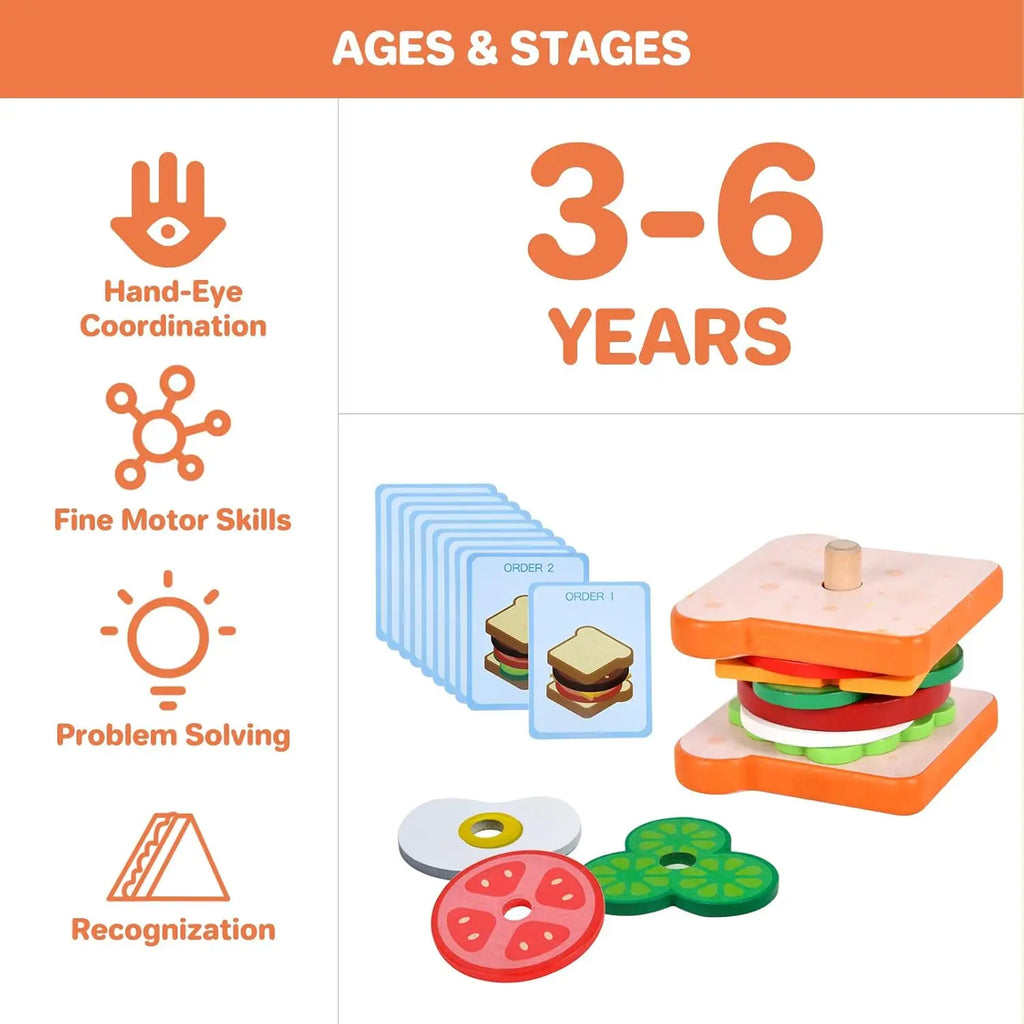 Wooden Burger Sandwich Stacking