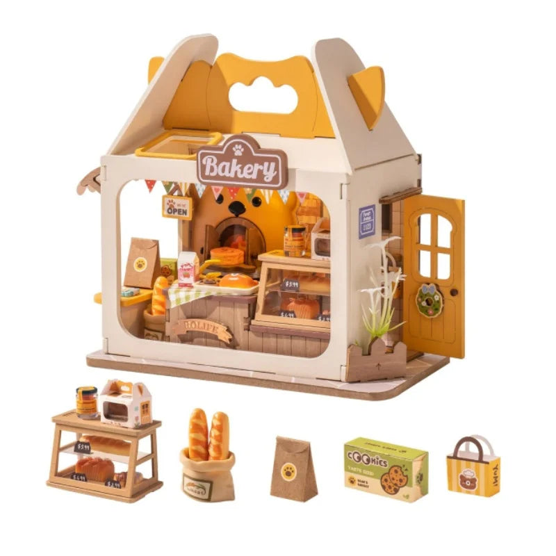 Robotime DIY Miniature Doll House Kit-Diorama House with LED Room