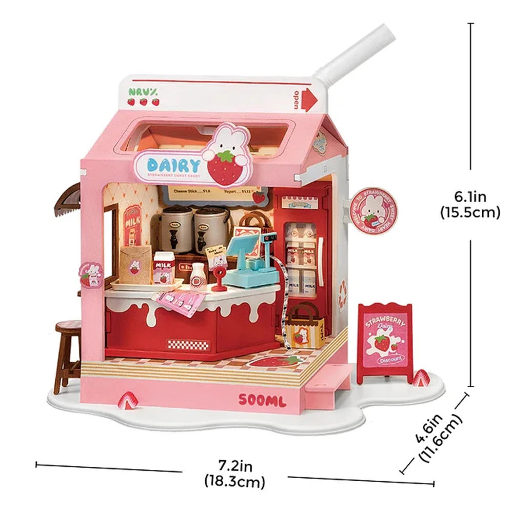 Robotime DIY Miniature Doll House Kit-Diorama House with LED Room