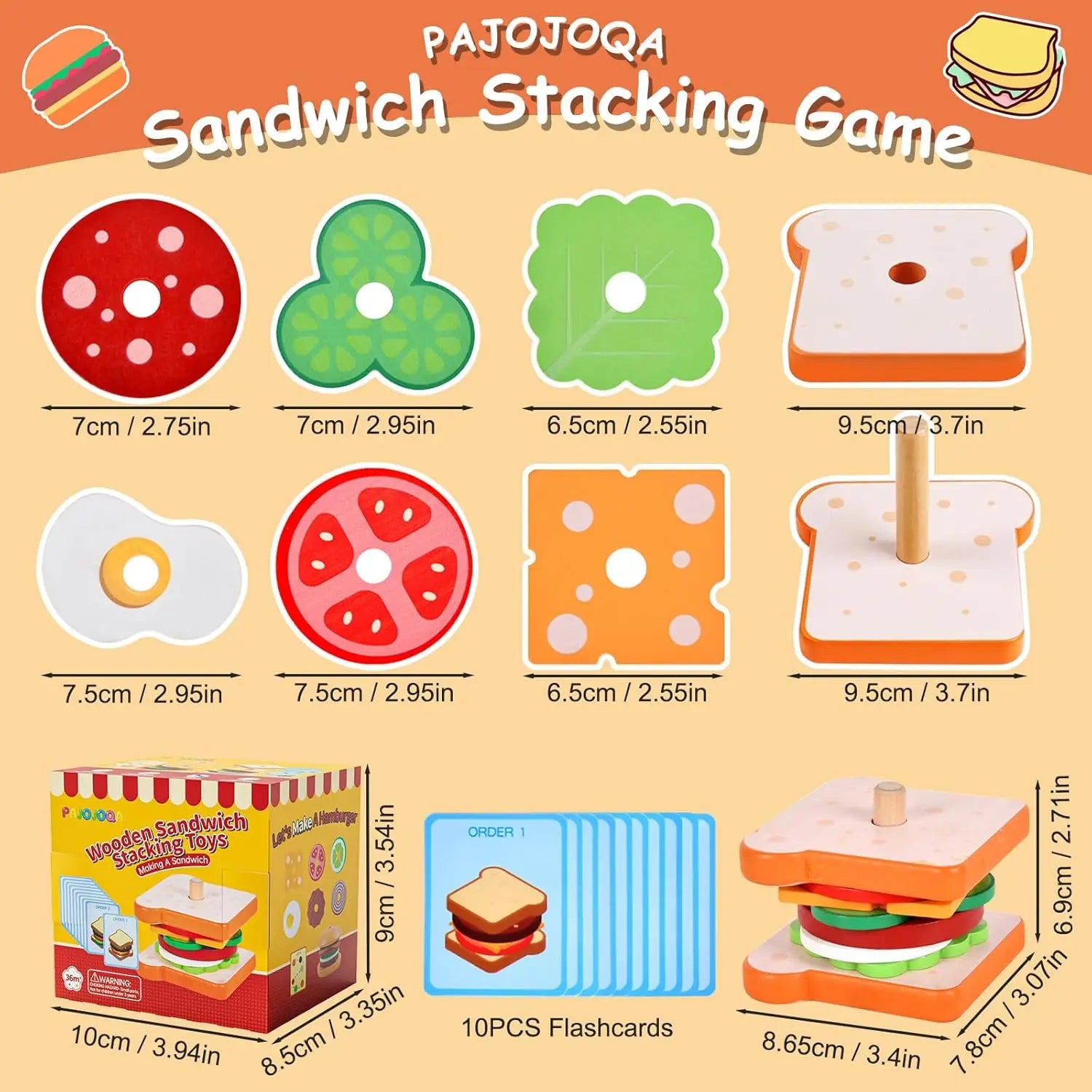Wooden Burger Sandwich Stacking