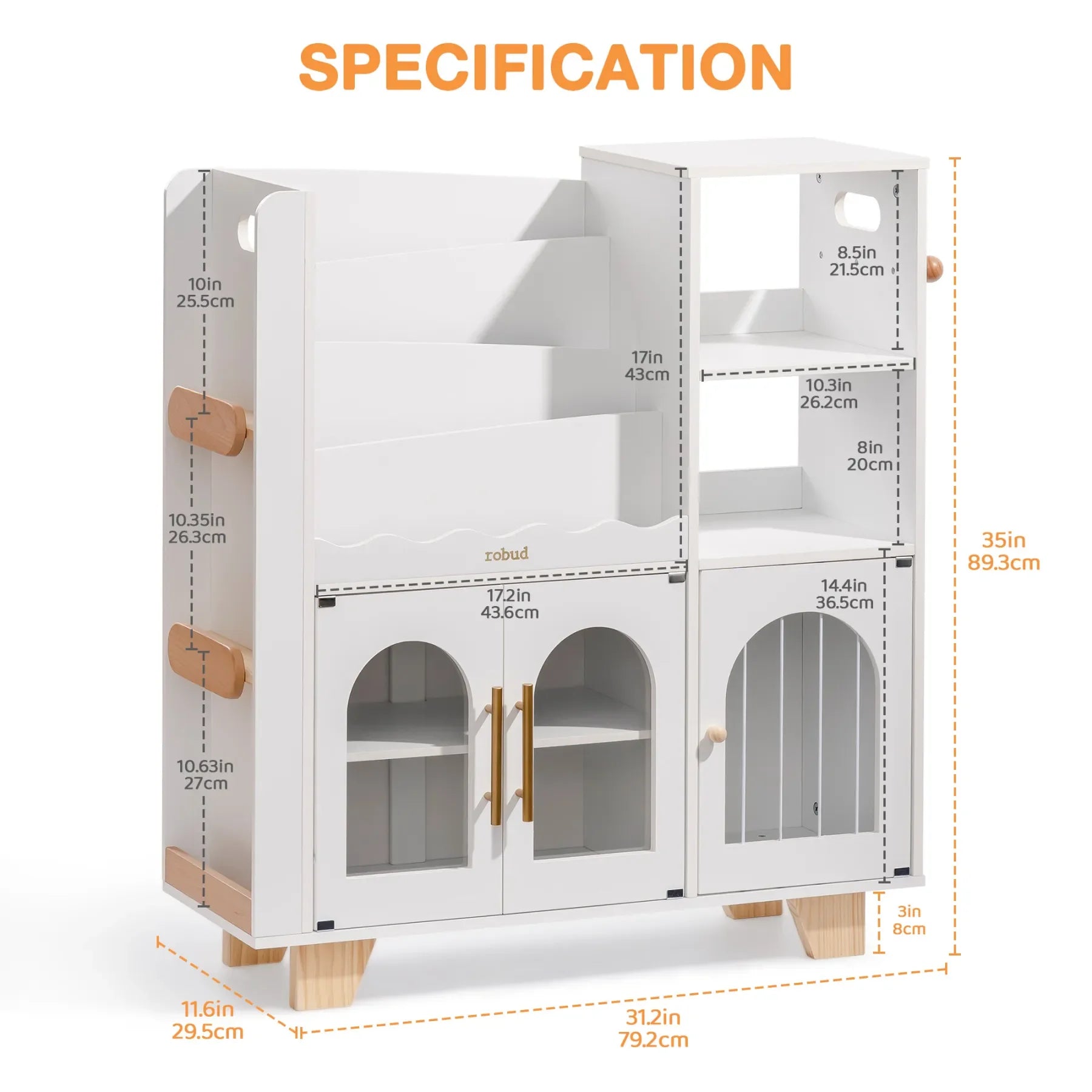 Wooden Bookshelf All-in-1 Kids Storage Organizer