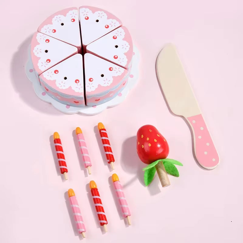 Wooden Strawberry Birthday Cake
