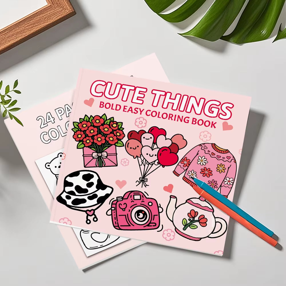 Super Cute 24-Page Bold Simple Coloring Book Colorful Little World Perfect Binding Made from Quality Offset Paper