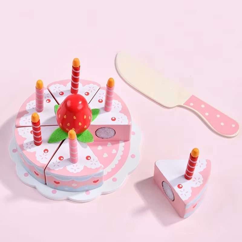 Children'S Pretend Play House Strawberry Cake Toy Simulation Kitchen Cake Fruit Cut Preschool Educational Toys Boy Girl Gift Set